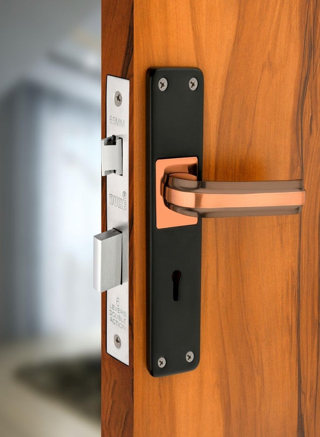 دوق قفل باب ديوك مورتيس فولاذي أسود وذهبي وردي | أقفال أبواب مورتيس للمنزل، غرفة المعيشة، الفندق - Image 1